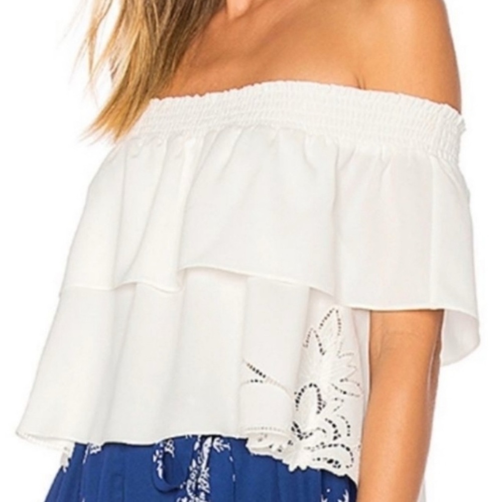 NEW Lovers + Friends Angie White Off-The-Shoulder Blouse Size X-Large